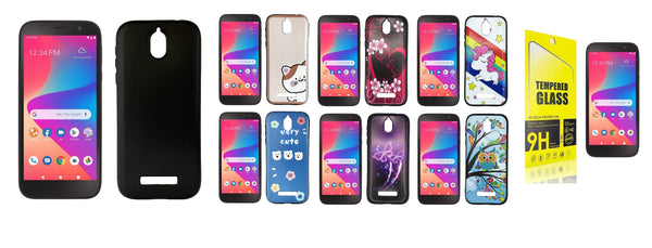 For Blu View 2 B131DL B130DL TPU 1-Piece Flexible Skin Cover Cell Phone Case + Tempered Glass