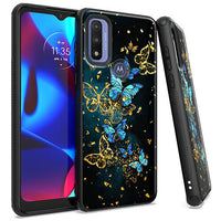 Tempered Glass / Chrome Flake Case Phone Cover For Motorola Moto G Pure XT2163DL