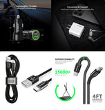 20W Car 20W Home Charger 1 X A to C & 1 X C to C USB For BLU View 5 PRO B170D