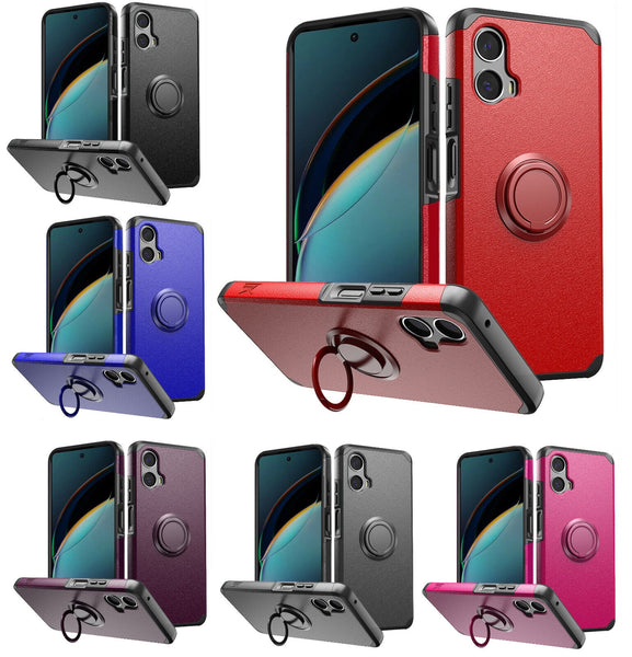 Tempered Glass / Shockproof Ring Cover Case For Motorola Moto G Power 5G 2024