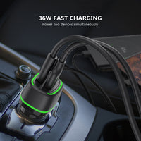 36W Car Charger PD + 3FT A to C USB For Motorola Moto Edge 5G 2024 XT2405V