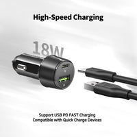 18W Car Charger PD + 4FT Braided C to C USB For Motorola G Play 2024 XT2413