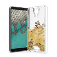 For CRICKET ICON (2019) Liquid Glitter Motion Case Phone Cover - Yellow Lily