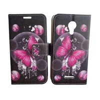 For CRICKET ICON (2019) Wallet Credit Card Holder Pouch Case Phone Cover - Pink Butterfly