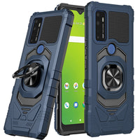 For Cricket Dream 5G Robotic Ring Stand Hybrid Cover Phone Case - Blue