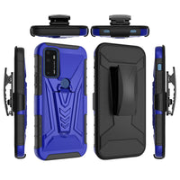 For Cricket Dream 5G Belt Clip Holster + Hybrid Case Phone Cover - Blue