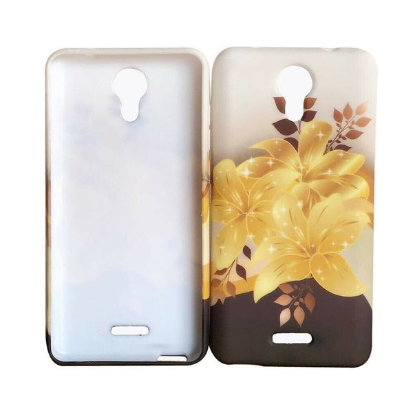 For Wiko Life C210AE TPU Flexible Skin Gel Case Phone Cover - Yellow Lily