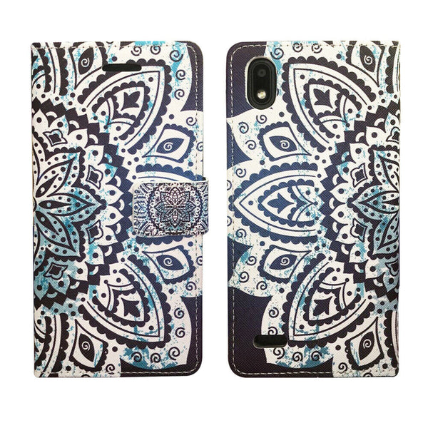 For ZTE Blade T2 Lite Z559DL Wallet Pouch Credit Card Holder Case Phone Cover - Blue Abstract