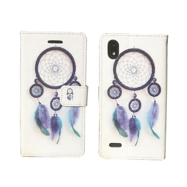 For ZTE Blade T2 Lite Z559DL Wallet Pouch Credit Card Holder Case Phone Cover - Blue Dream Catcher