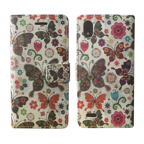 For ZTE Avid 559 Wallet Pouch Credit Card Holder Case Phone Cover - Color Butterfly